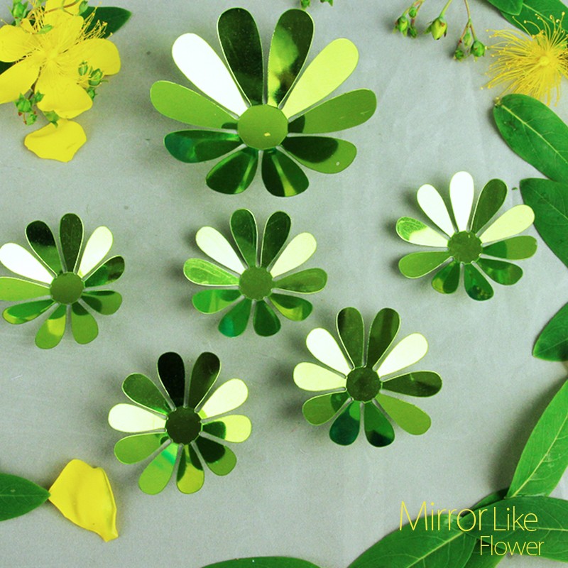 Sticker fleurs 3D chics adhésives MIROIR VERT pas cher - Accueil discount - stickers  muraux - madeco-stickers