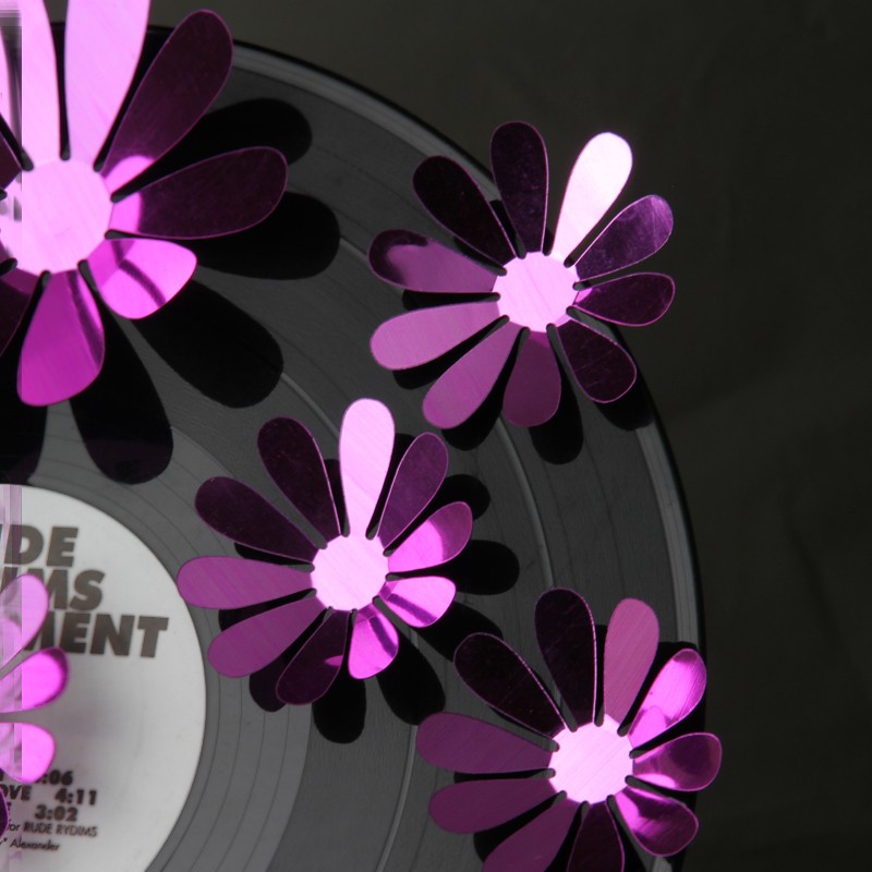 Sticker fleurs 3D chics adhésives MIROIR VIOLET pas cher