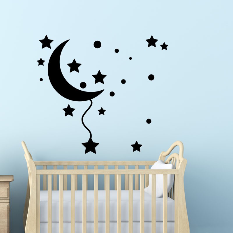 Stickers Enfants Lune, étoiles et nuages - Stikets