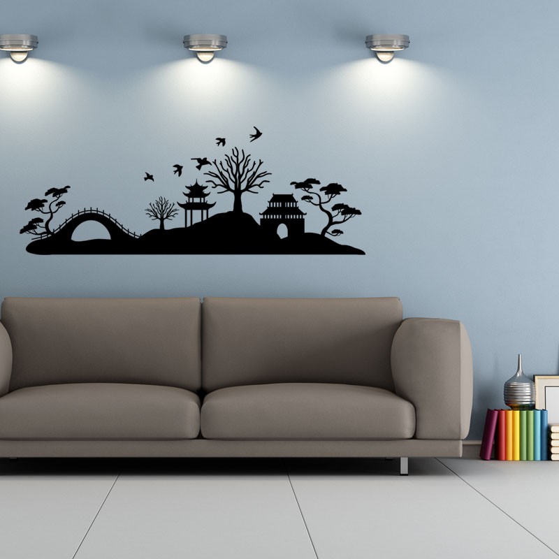 Sticker Mural Autocollant Déco Intérieure Maison, Géométrique Noir & Crème,  204cm x 83cm, Décoratif pour Porte Intérieure Maison, Moderne et Design.