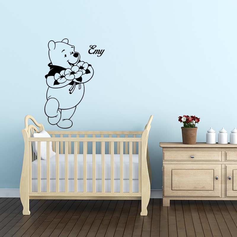 Sticker bébé ours avec des papillons pas cher - Stickers Enfants discount -  stickers muraux - madeco-stickers