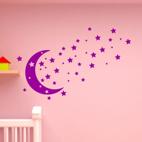 Stickers Enfants Lune, étoiles et nuages - Stikets